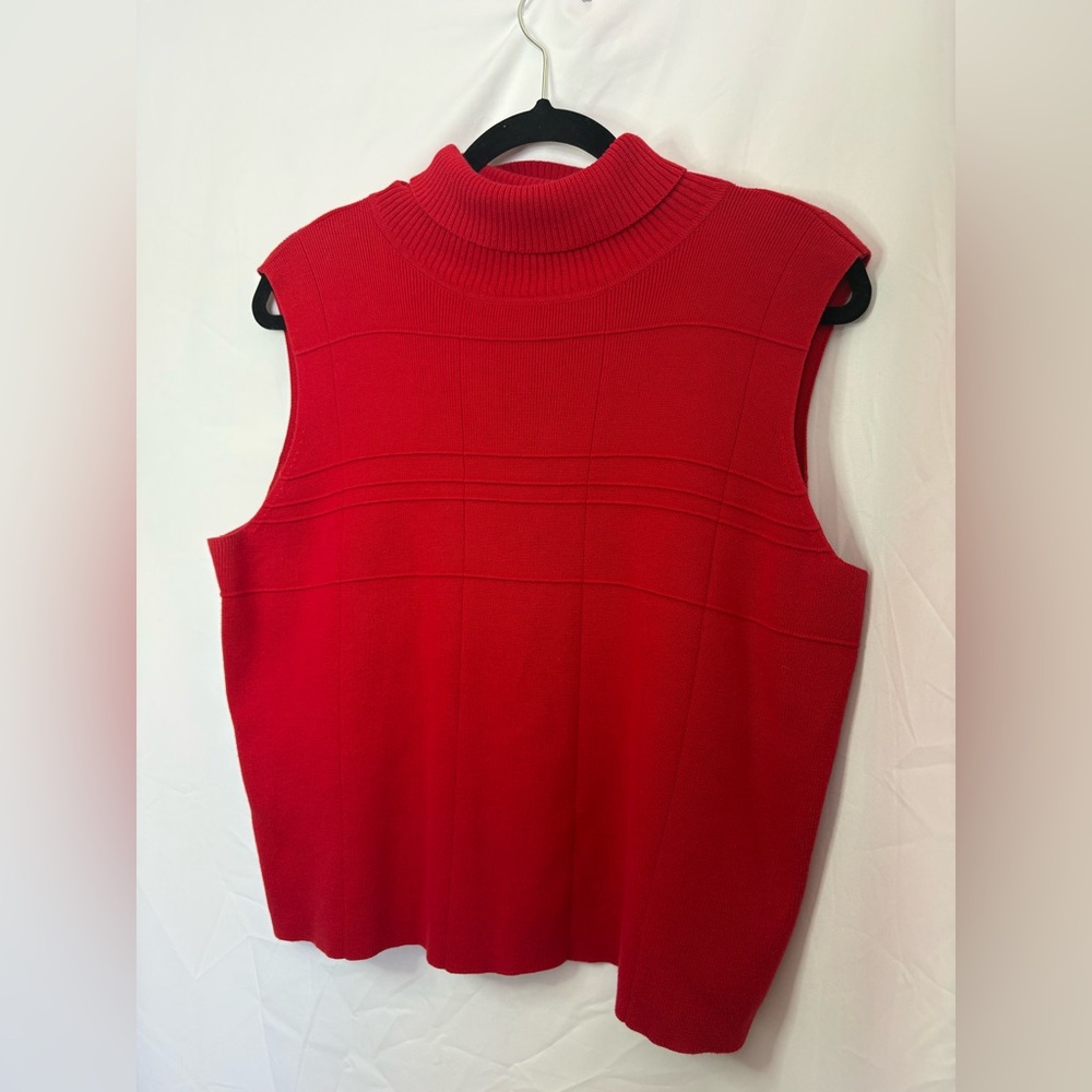 Christopher & Banks Red Sleeveless Turtleneck Sweater